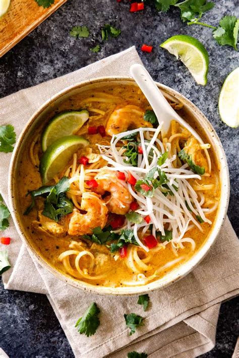 Thai curries are known for their delicious balance of spicy, sweet and savory flavors. Laksa (Coconut Curry Soup with Rice Noodles) - Carlsbad ...