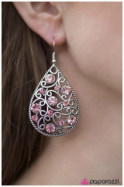 Paparazzi Accessories Pink Earrings Earrings Pink Rhinestones
