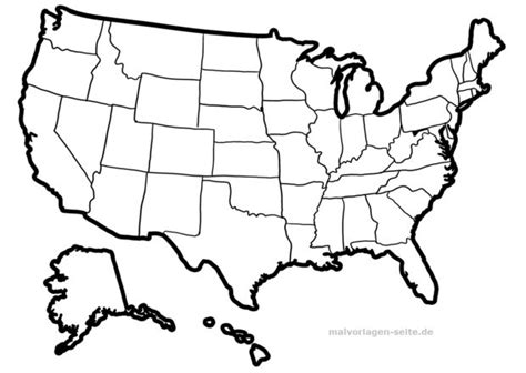 Auf dieser seite finden sie auch malvorlagen, abbildungen, ausmalbilder, bastelarbeiten und fotos. Landkarte USA zum Ausmalen und selber gestalten | Landkarte usa, Malvorlagen und Amerika karte