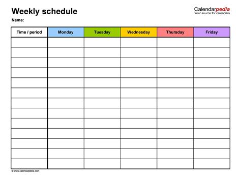 Printable Work Schedule Template