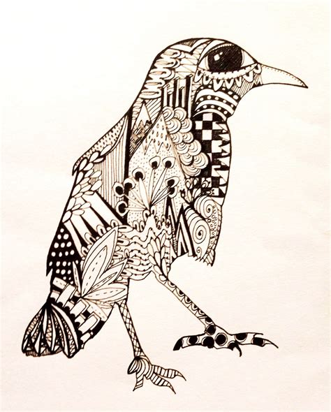 Zentangle Bird Drawing