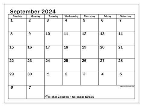 Calendar September 2024 501 Michel Zbinden En