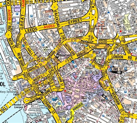 In list you can see streets. Liverpool A Z Wall Map