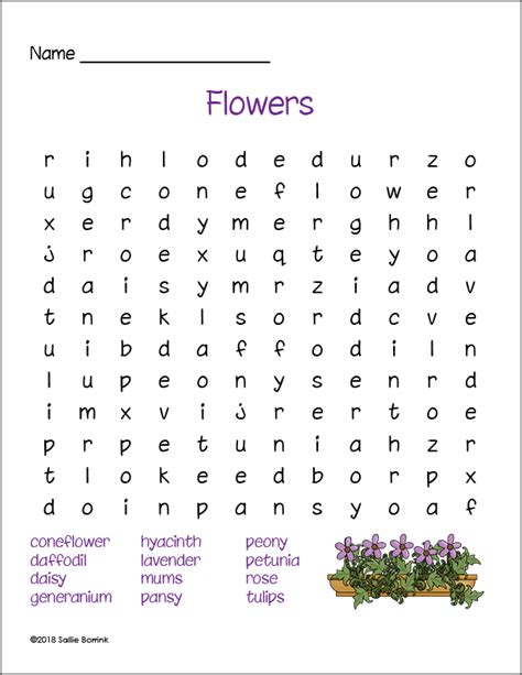 Free Flowers Word Search A Quiet Simple Life With Sallie