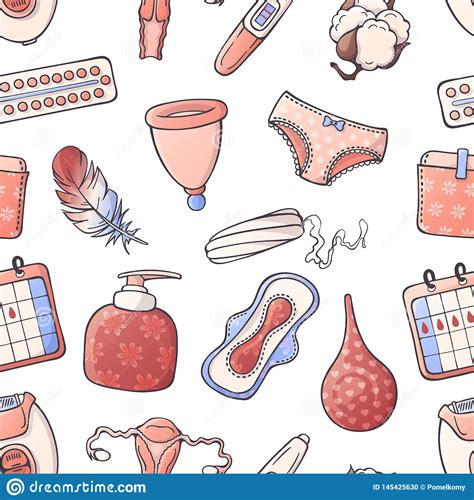 Vector Illustrations On The Feminine Hygiene Theme Seamless Pattern