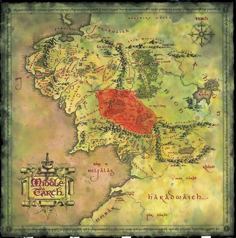 High resolution map of Middle Earth from Lord of the Rings [2400x2424