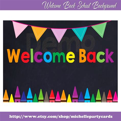 Welcome Back Sign With Colorful Crayons And Bunting