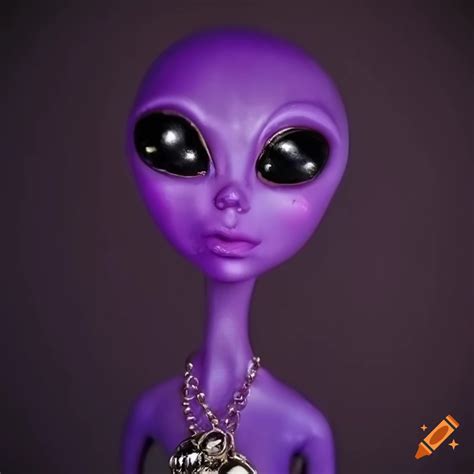 Cute Purple Alien With Jewellery