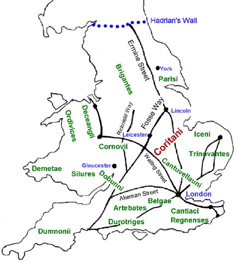 Roman Roads In Britain British Tribes And Major Roman Roads Ancient