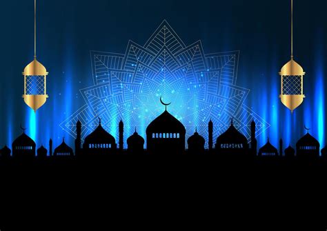 Ramadan Kareem Background With Mosque Silhouette And Lanterns 931853