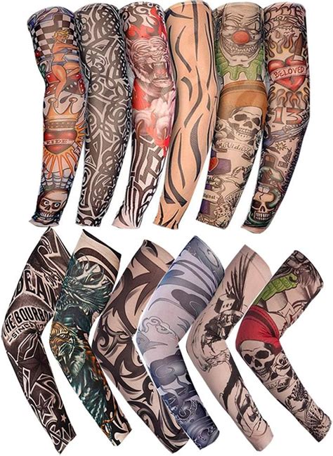 Goming 12 Pcs Tattoo Sleeves For Men Women Seamless Arm Sleevesfake