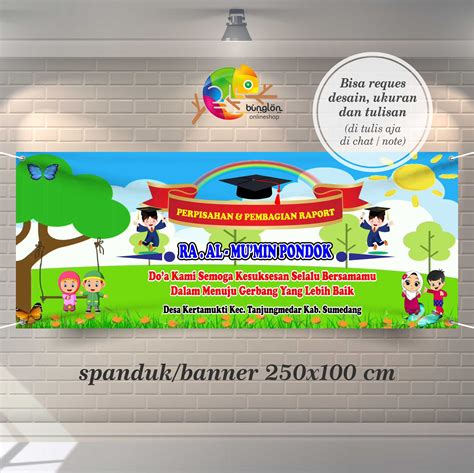 Size 250x100 Cm Spanduk Banner Perpisahan Kenaikan Kelas Wisuda Tk