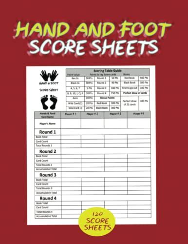 Hand And Foot Score Sheets 120 Large Score Pads For Scorekeepinghand
