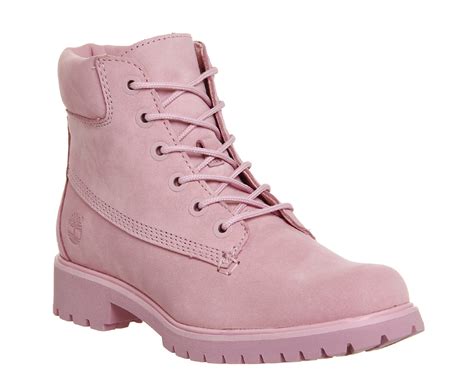 Timberland Slim Premium 6 Inch Boots Pink Nubuck Exclusive Womens