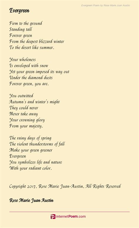 Evergreen Poem By Rose Marie Juan Austin