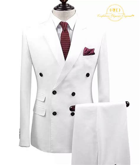 2 piece white double breasted suit mr ceo collections