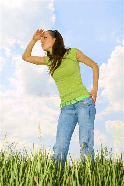 Woman Looking For Something Stock Image Image Of Gesture Glade 5357921
