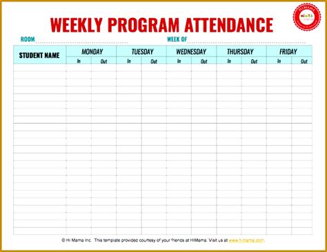 4 Weekly Attendance Sheet Template Excel Fabtemplatez