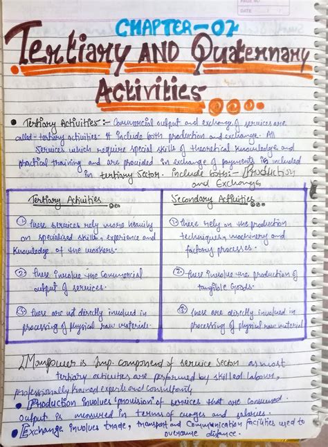 Tertiary And Quaternary Activities Geography Class 12th Humanities
