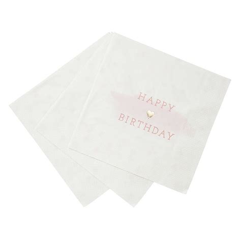 Pink White Happy Birthday Party Napkins Pack Of Pink Happy