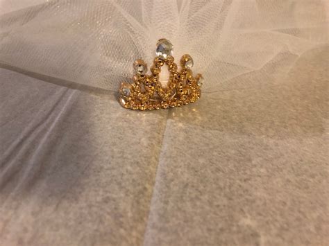 Gold Mini Tiara With Veil Only One Mini Crown The Comb Is Etsy