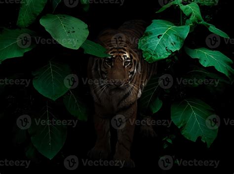 Tigre Dans La Forêt Tropicale La Nuit 9345856 Photo De Stock Chez Vecteezy