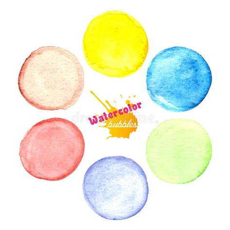 Colorful Isolated Watercolor Paint Circles Stock Vector Illustration
