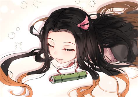 Hintergrundbilder Kimetsu No Yaiba Kamado Nezuko Schwarzes Haar Lange Haare Fang