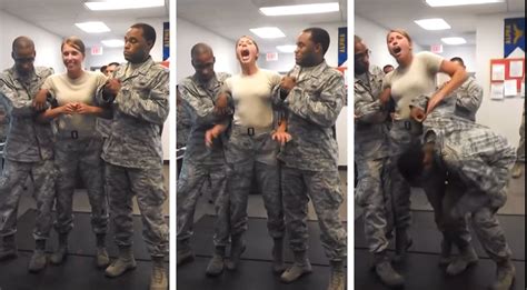 Air Force Cadet Gets Tasered Instinctively Grabs Something She