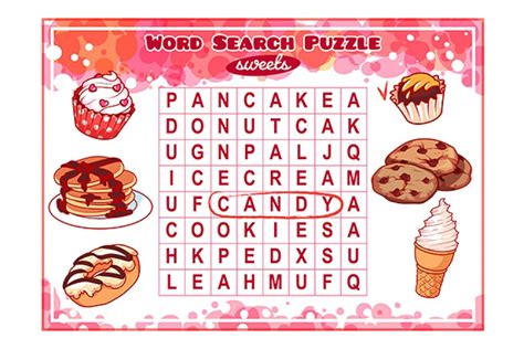 Word Search Puzzle With Sweets Creative Daddy