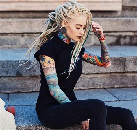 pin by miyuki on tattoo girl tattoos dreads girl women