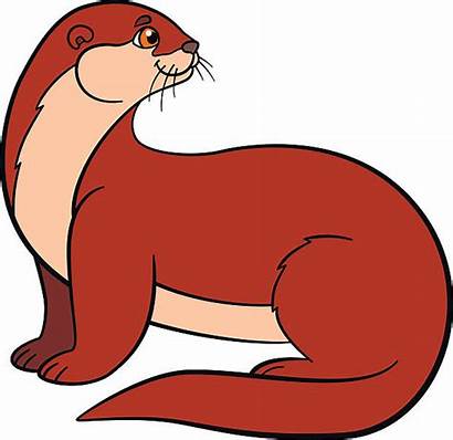 Otter Clip Sea Vector Cartoon Illustrations Animals