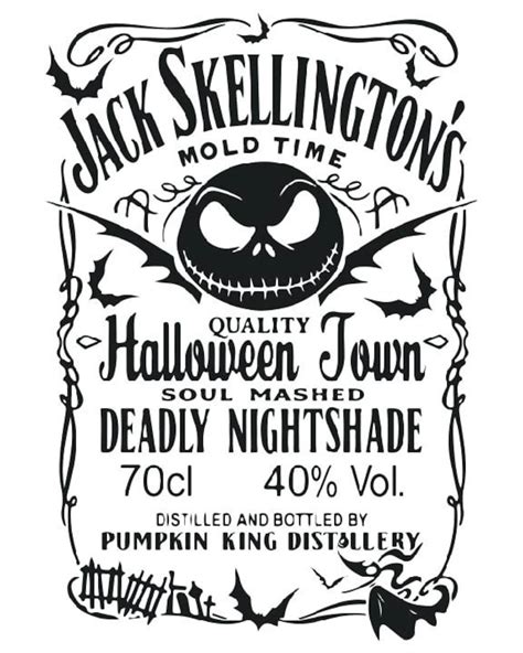 Jack Skellington Whiskey Brewery Distillery Label Halloween Movie