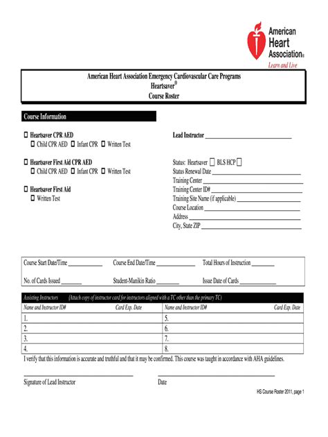 Aha Heartsaver Roster Fill Out And Sign Online Dochub