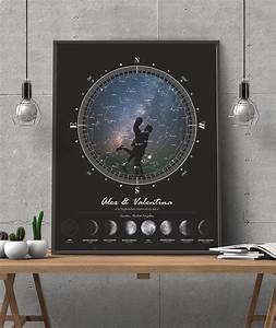 Custom Star Map Night Sky Print By Date Personalized Star Chart