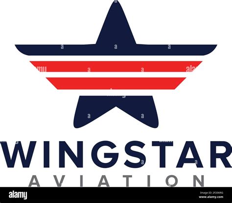 Aviation Logo With Combining Star And Wings Design Template Stock