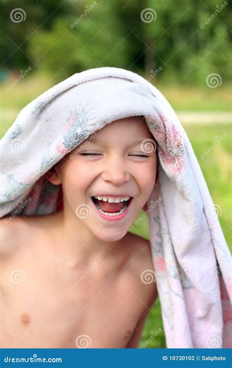 Boy After Bathing Stock Photo Image Of Outdoors Satisfied 10730102