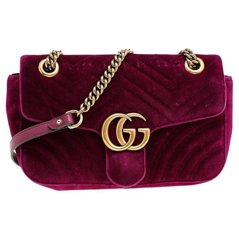 Gucci Purple Velvet Small Gg Marmont Shoulder Bag At 1stdibs Purple