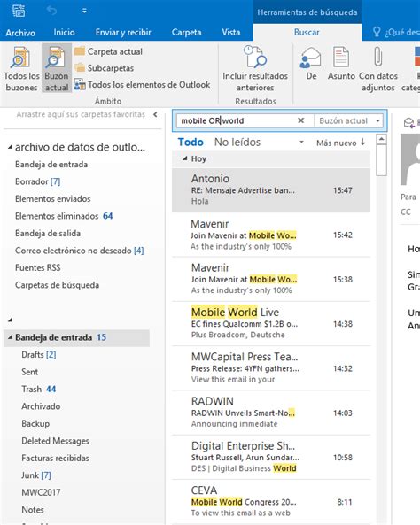 Cómo buscar varias palabras en correos Microsoft Outlook 2016 Solvetic