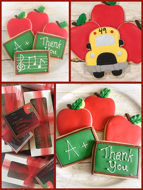 School Cookies End of Year Cookies Teacher Gifts Bus Cookies Apple Cookies Chalkboard Cookies ...