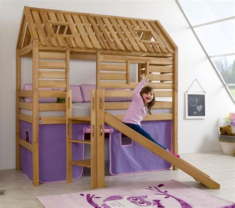 Kinderbett mit rutsche etagenbett pauli buche vollholz. Kinderhochbett Rutsche