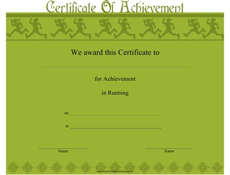 Running Certificate Of Achievement Template Download Printable Pdf