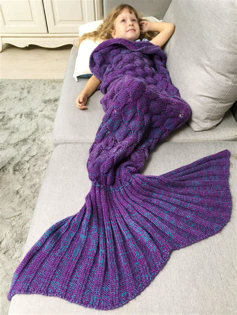38 Off Crochet Knit Chunky Mermaid Blanket Throw For Kids Rosegal