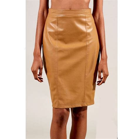 Tabeez Women S Tan Leather Pencil Skirt Free Shipping Today