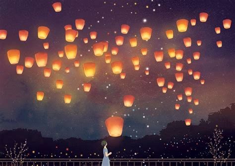 Dingyiyi Kai Fine Art Sky Lantern Illustration Lantern