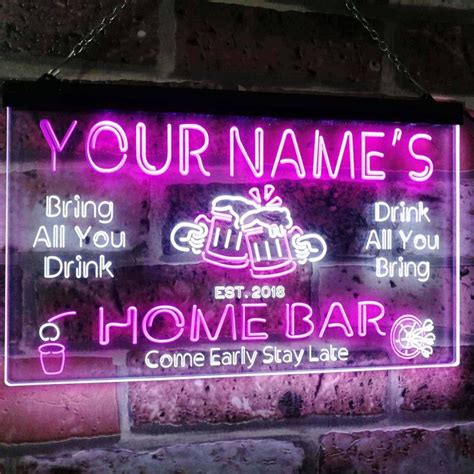 Personalized Your Name Custom Home Bar Neon Signs Beer Established Year