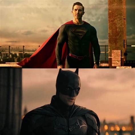 Two Pictures One With The Same Superman Costume And Another With Batman