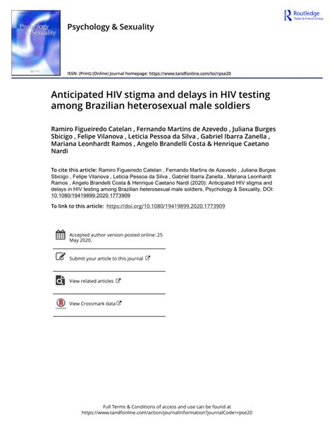 Pdf Anticipated Hiv Stigma And Delays In Hiv Testing Among Brazilian Heterosexual Male Soldiers
