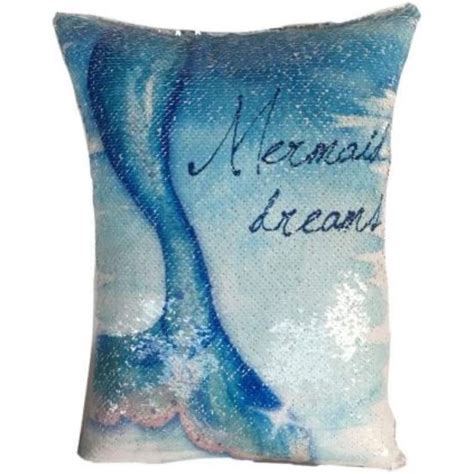 Mermaid Sequin Throw Pillow Reversible Tail Home Decor Accessory T