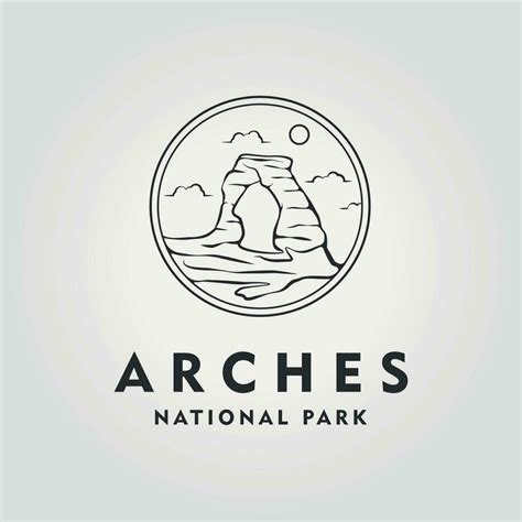 Circle Emblem Of Arches National Park Logo Line Art Design Vector Of